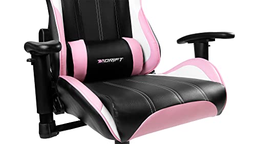 Chaise de jeu DRIFT GAMING DR175PINK – Similicuir, accoudoirs 2D, coussins inclus