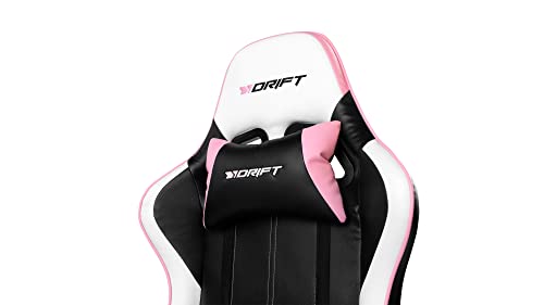 Chaise de jeu DRIFT GAMING DR175PINK – Similicuir, accoudoirs 2D, coussins inclus