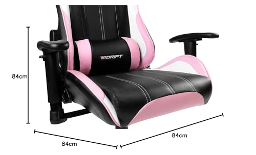 Chaise de jeu DRIFT GAMING DR175PINK – Similicuir, accoudoirs 2D, coussins inclus