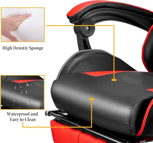 Chaise de jeu ergonomique IZTOSS C-noir+rouge avec support lombaire réglable