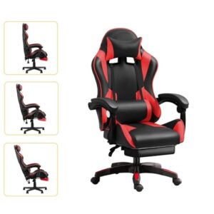 Chaise de jeu ergonomique IZTOSS C-noir+rouge avec support lombaire réglable
