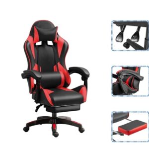 Chaise de jeu ergonomique IZTOSS C-noir+rouge avec support lombaire réglable
