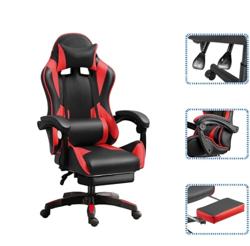 Chaise de jeu ergonomique IZTOSS C-noir+rouge avec support lombaire réglable