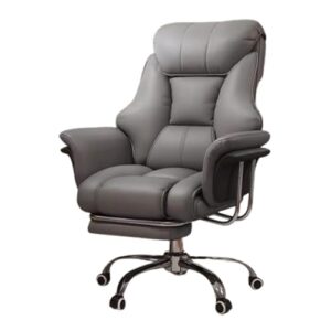 Chaise de jeu ergonomique PU beige, réglable, avec repose-pieds 360°