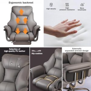 Chaise de jeu ergonomique PU beige, réglable avec repose-pieds 360°