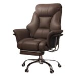 Chaise de jeu ergonomique PU beige, réglable avec repose-pieds 360°