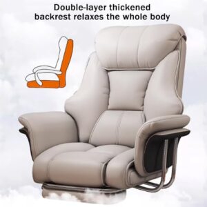 Chaise de jeu ergonomique PU beige, réglable, avec repose-pieds 360°