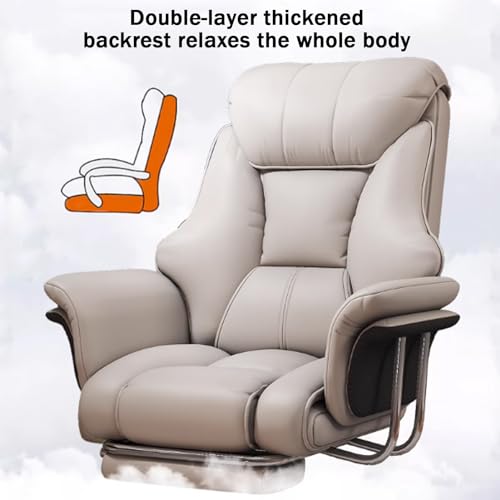 Chaise de jeu ergonomique PU beige, réglable, avec repose-pieds 360°