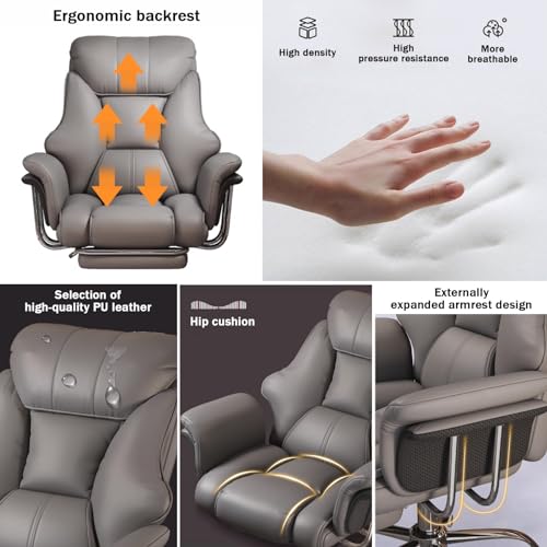 Chaise de jeu ergonomique PU beige, réglable avec repose-pieds 360°