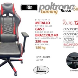 Chaise de jeu ergonomique Utilissimi EDITACASA en cuir PU – Fauteuil Gamer rouge