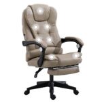 Chaise de jeu ergonomique en cuir kaki avec repose-pieds, 150 kg