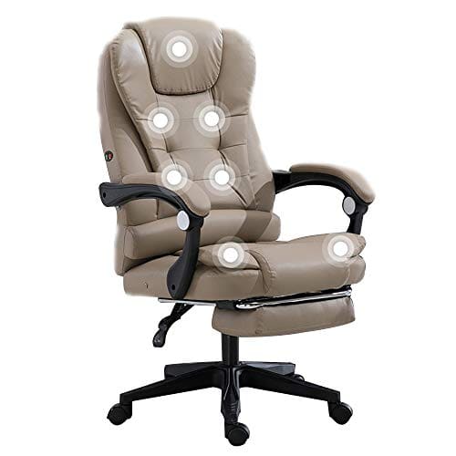 Chaise de jeu ergonomique en cuir kaki avec repose-pieds, 150 kg