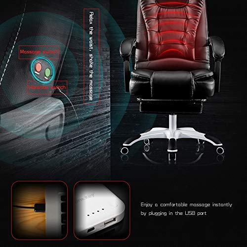 Chaise de jeu ergonomique noire avec repose-pieds – 150 kg, dossier haut