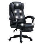 Chaise de jeu ergonomique noire avec repose-pieds - 150 kg, dossier haut