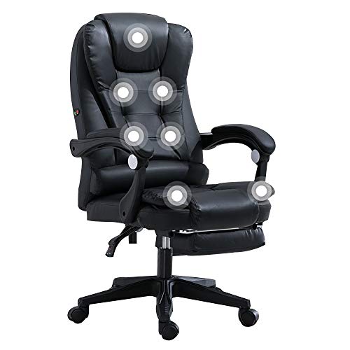 Chaise de jeu ergonomique noire avec repose-pieds – 150 kg, dossier haut