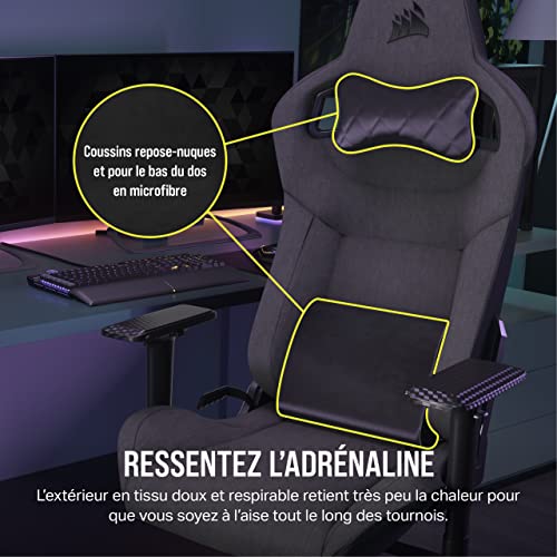 Corsair T3 RUSH Fabric 2023 : Fauteuil Gaming Confortable avec Coussin Détachable