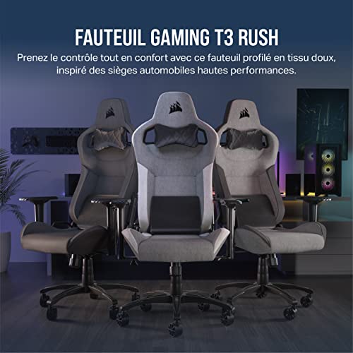 Corsair T3 RUSH Fabric 2023 : Fauteuil Gaming Confortable avec Coussin Détachable