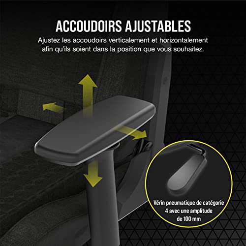 Corsair TC100 RELAXED Fauteuil Gaming Tissu Noir avec Coussins Détachables