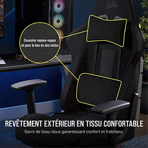Corsair TC100 RELAXED Fauteuil Gaming Tissu Noir avec Coussins Détachables