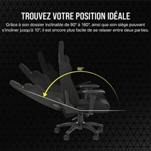 Corsair TC100 RELAXED Fauteuil Gaming Tissu Noir avec Coussins Détachables