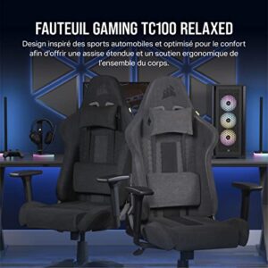 Corsair TC100 RELAXED Fauteuil Gaming Tissu Noir avec Coussins Détachables