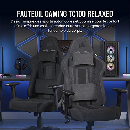 Corsair TC100 RELAXED Fauteuil Gaming Tissu Noir avec Coussins Détachables