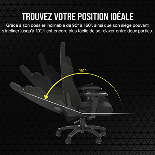 Corsair TC100 RELAXED Fauteuil Gaming Tissu Noir avec Coussins Détachables