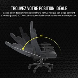 Corsair TC100 RELAXED Fauteuil Gaming Tissu avec Coussins Détachables – Gris Noir