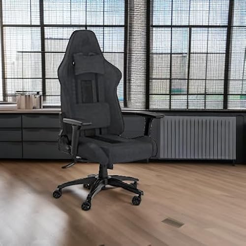 Corsair TC100 RELAXED Fauteuil Gaming Tissu avec Coussins Détachables – Gris Noir