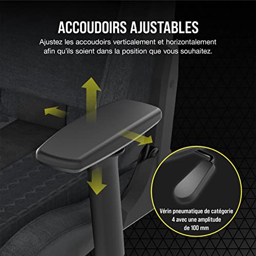 Corsair TC100 RELAXED Fauteuil Gaming Tissu avec Coussins Détachables – Gris Noir