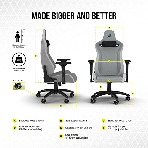 Corsair TC200 Fauteuil Gaming en Cuir Synthétique avec Support Lombaire 4D