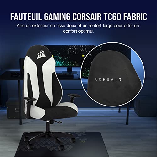 Corsair TC60 FABRIC Fauteuil Gaming Gris – Confort et Ajustabilité Garantie