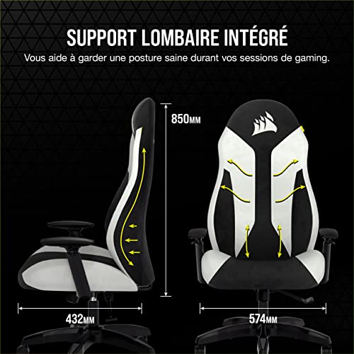 Corsair TC60 FABRIC Fauteuil Gaming Gris – Confort et Ajustabilité Garantie