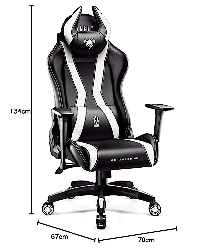 Diablo X-Horn Chaise Gaming Ergonomique Noir-Blanc avec Accoudoirs 3D