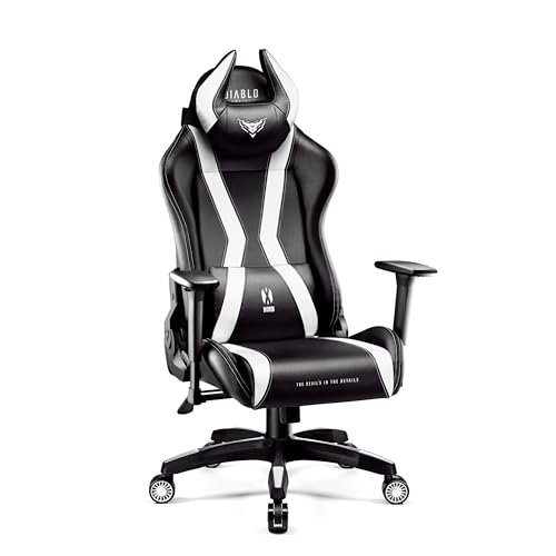 Diablo X-Horn Chaise Gaming Ergonomique Noir-Blanc avec Accoudoirs 3D