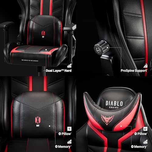 Diablo X-Ray Chaise Gaming Ergonomique Noir-Rouge, Accoudoirs 4D, 150 kg