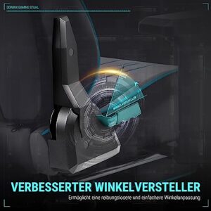 Dowinx Chaise Gaming Ergonomique Gris avec Accoudoirs 4D et Repose-Pieds