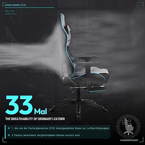 Dowinx Chaise Gaming Ergonomique Gris avec Accoudoirs 4D et Repose-Pieds