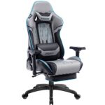 Dowinx Chaise Gaming Ergonomique Gris avec Accoudoirs 4D et Repose-Pieds