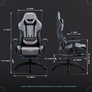 Dowinx Chaise Gaming Ergonomique Gris avec Accoudoirs 4D et Repose-Pieds