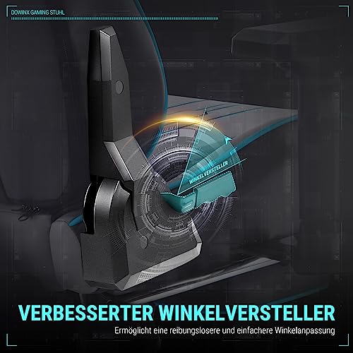 Dowinx Chaise Gaming Ergonomique Gris avec Accoudoirs 4D et Repose-Pieds