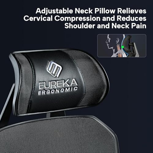 Eureka Chaise Gaming Ergonomique 4D – Fauteuil Bureau Réglable en Maille, Gris