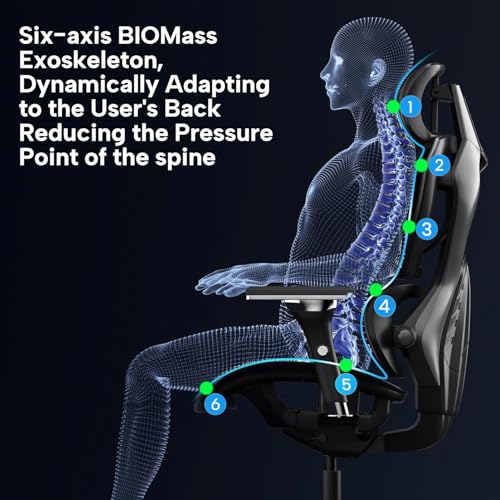 Eureka Chaise Gaming Ergonomique 4D – Fauteuil Bureau Réglable en Maille, Gris