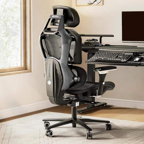 Eureka Chaise Gaming Ergonomique 4D – Fauteuil Bureau Réglable en Maille, Gris