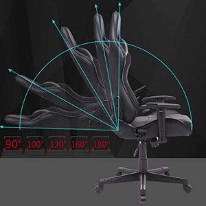 FACAI Chaise de Jeu Inclinable 180° avec Appui-tête et Accoudoirs 4D