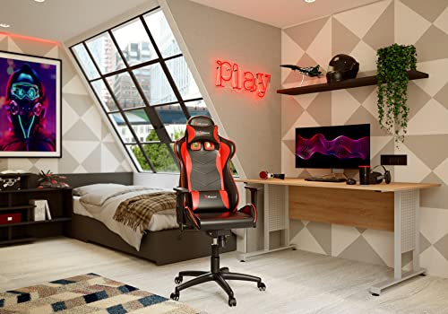 Fauteuil Gamer Arozzi Mezzo V2 Rouge en Faux Cuir 53x50x137 cm