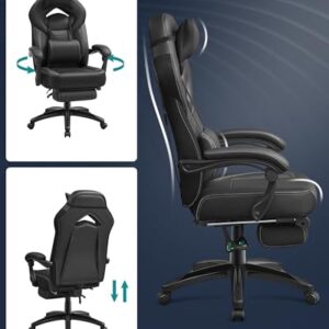 Fauteuil Gamer Ergonomique SONGMICS OBG077B01 avec Repose-Pieds et Support Lombaire