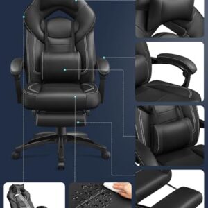 Fauteuil Gamer Ergonomique SONGMICS OBG077B01 avec Repose-Pieds et Support Lombaire