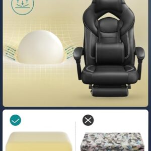 Fauteuil Gamer Ergonomique SONGMICS OBG077B01 avec Repose-Pieds et Support Lombaire