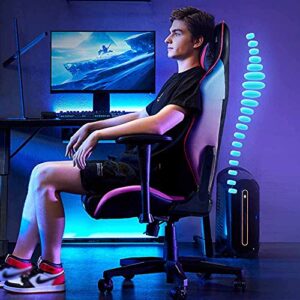 Fauteuil Gamer WHOJA 155° en Faux Cuir Noir et Rose avec Support Lombaire